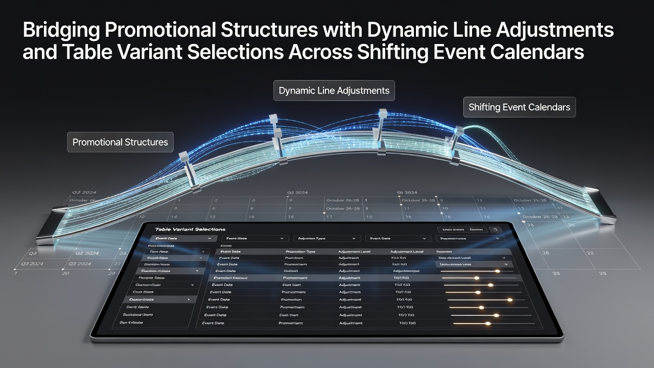 Dynamic promotional structures adjusting to live line movements and table variant options across event calendars