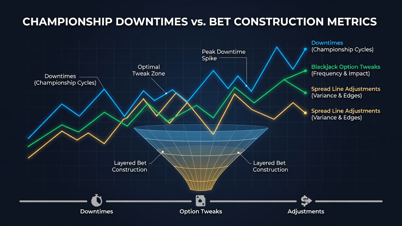 Chart showing championship schedule gaps aligned with blackjack rule variations and spread line movements