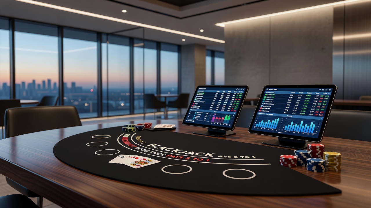 Players managing wagers between sports events and blackjack sessions at a casino
